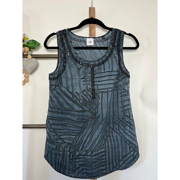 Cabi 3334 Sleeveless Beaded Tank in Blue Size XSmall - Picture 2 of 7
